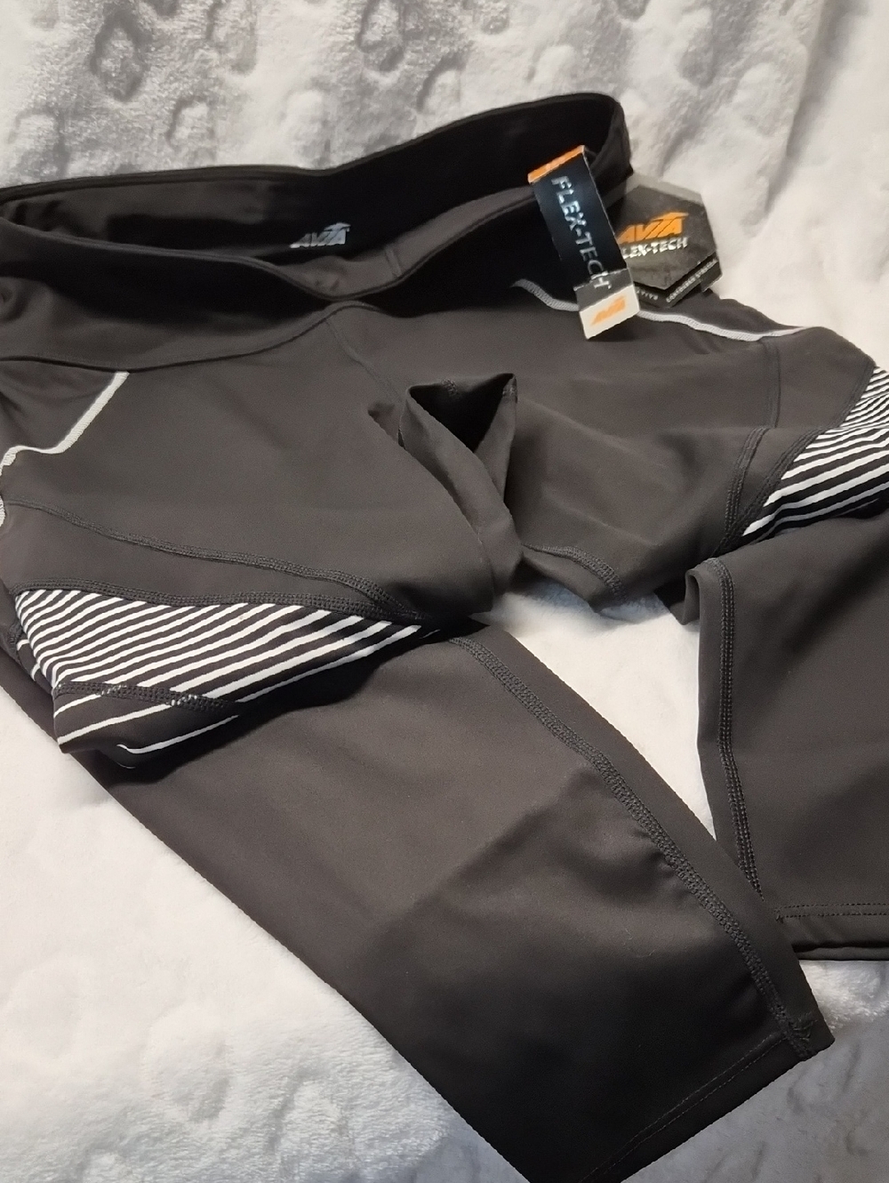 Avia Black Leggings with White Stripe Detail